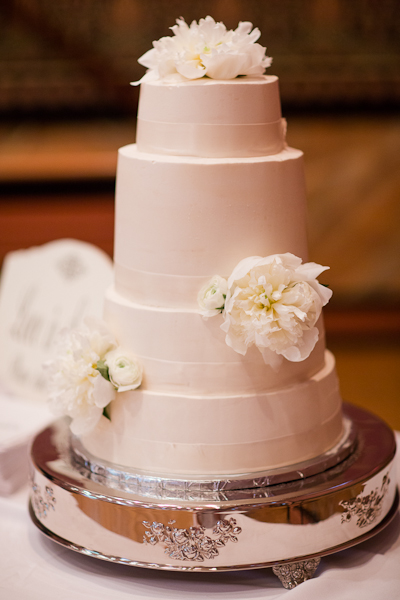 white peony wedding cake